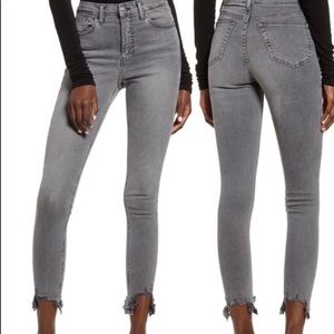 topshop jamie frayed crop skinny jeans in grey